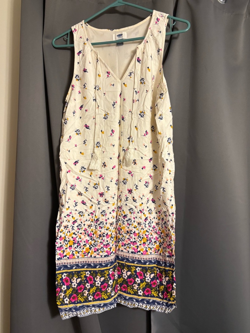 Sleeveless Cream Floral Border Print Dress